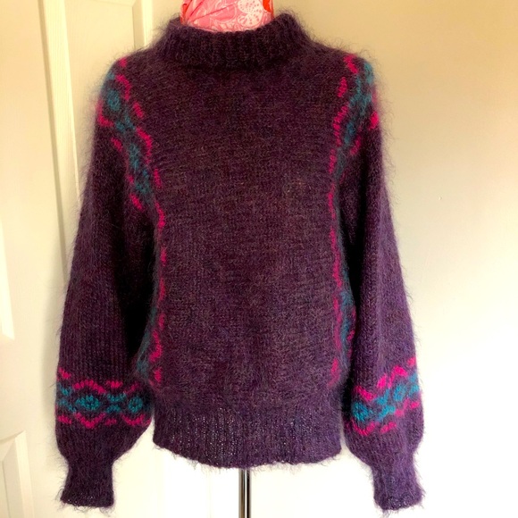 Vintage Harmony Classics mohair & wool heather purple sweater, US M, fits XS-M - Picture 1 of 6